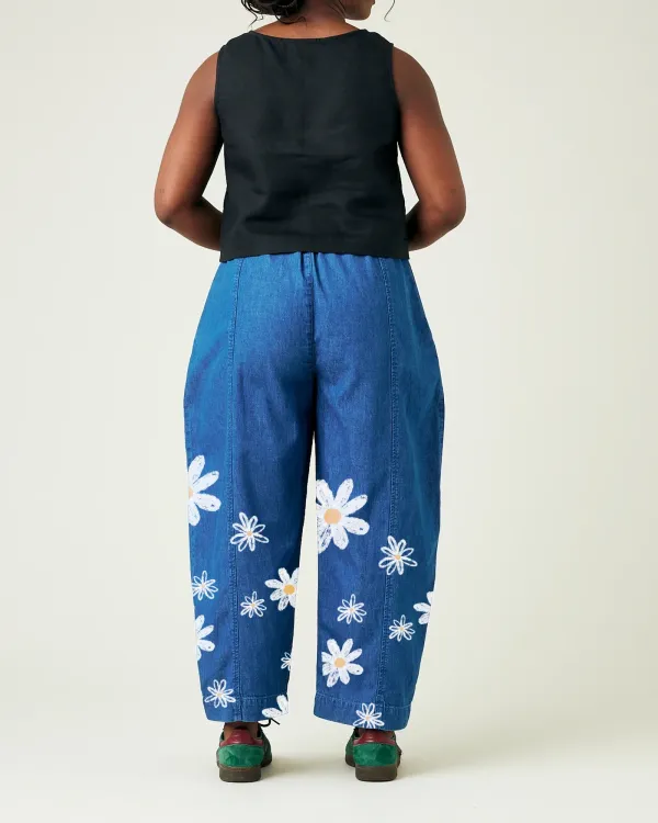 MID WASH DENIM CHAMBRAY TROUSERS