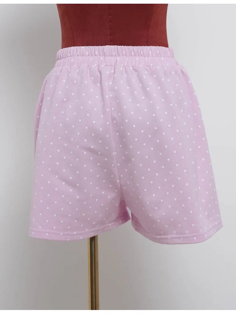 Polka Dot Elastic Waist Pocket Wide Leg Shorts