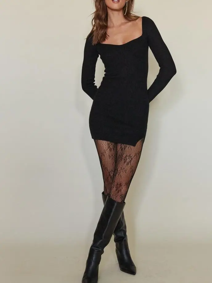 Long Sleeve Bodycon Sweater Mini Dress