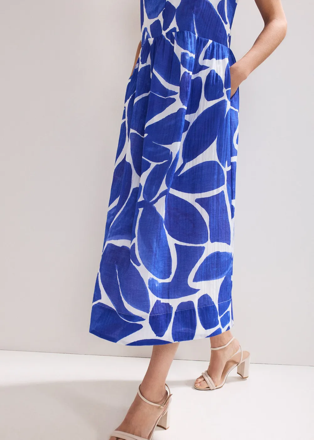 Loose Casual Hollow Blue Printed Long Dress
