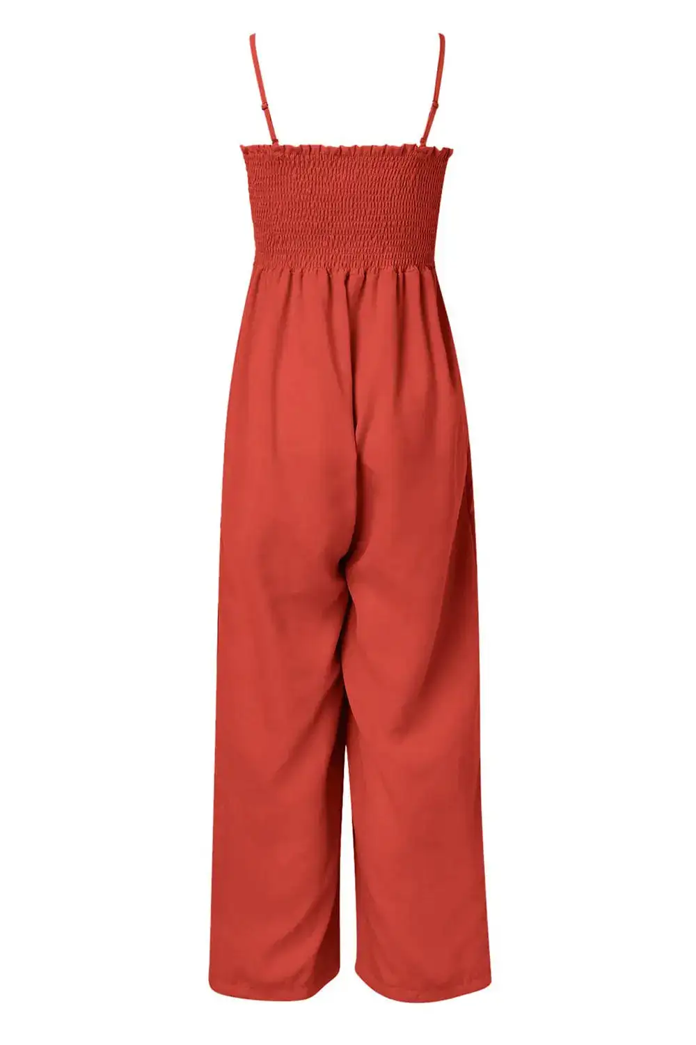 Smocked Strappy Wide Leg Jumpsuit