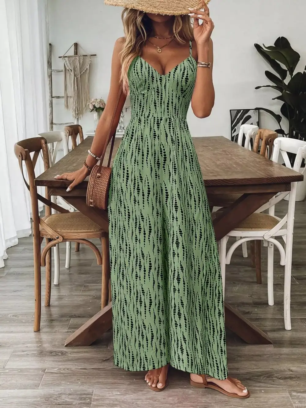 Wide Leg Spaghetti Jumpsuit