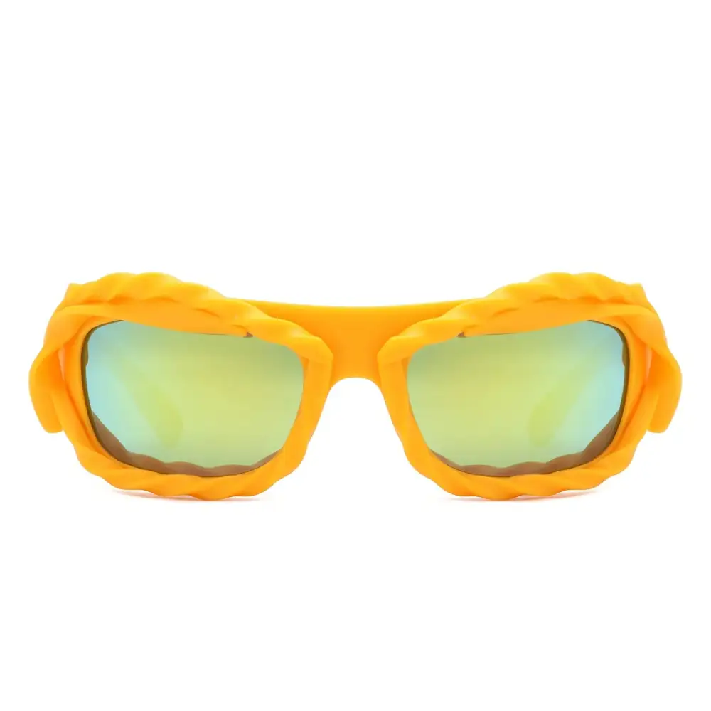 Glossy Rectangle Frame Sunglasses