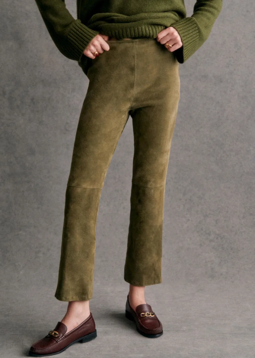 High Waisted Flared Cropped Trousers