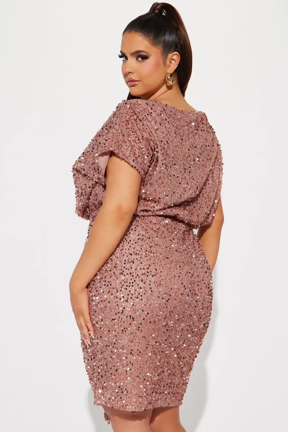 Melissa Sequin Midi Dress - Rose Gold