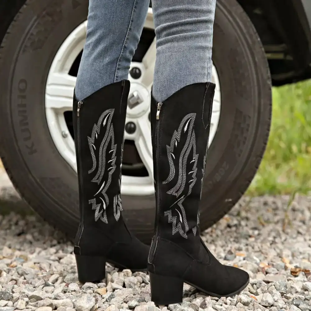Refined Modern Pointed Toe Block Heel Boots