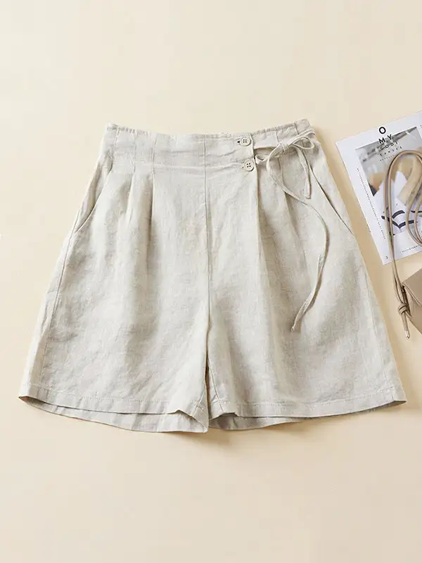 Losse Elasticiteit Effen Kleur Shorts Bodems