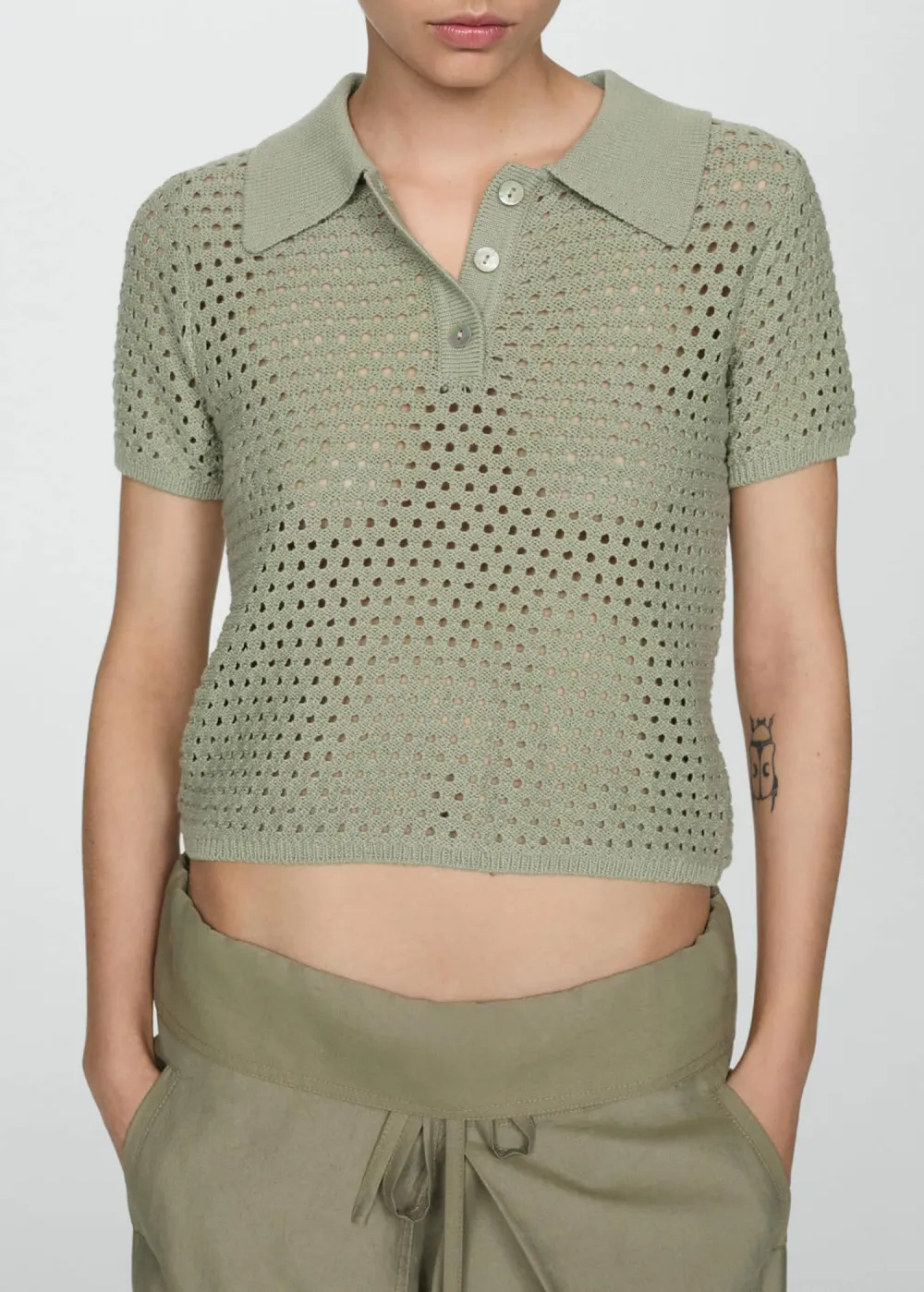 Openwork knit polo