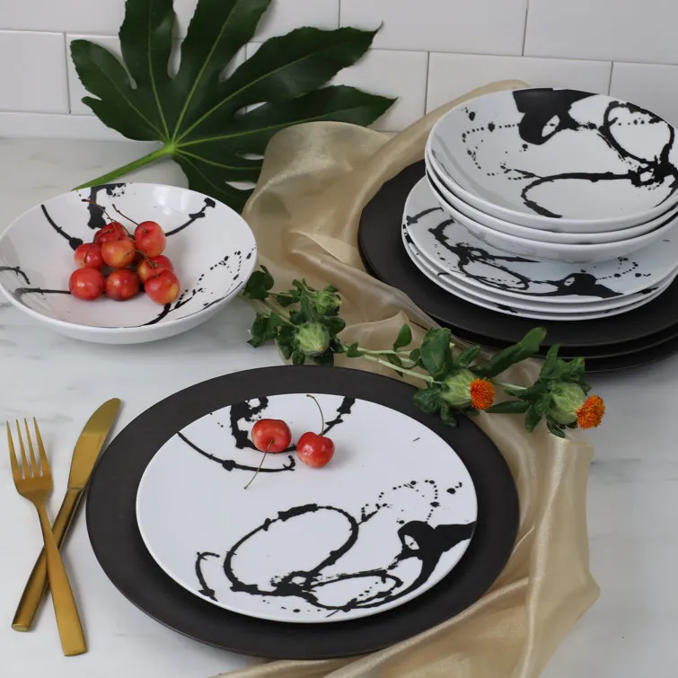 Euro Ceramica Nile Porcelain China Dinnerware Set - Service for 4