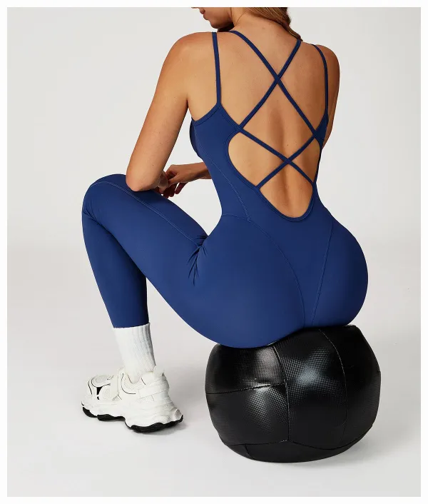Gathered Flare Yoga Jumpsuit