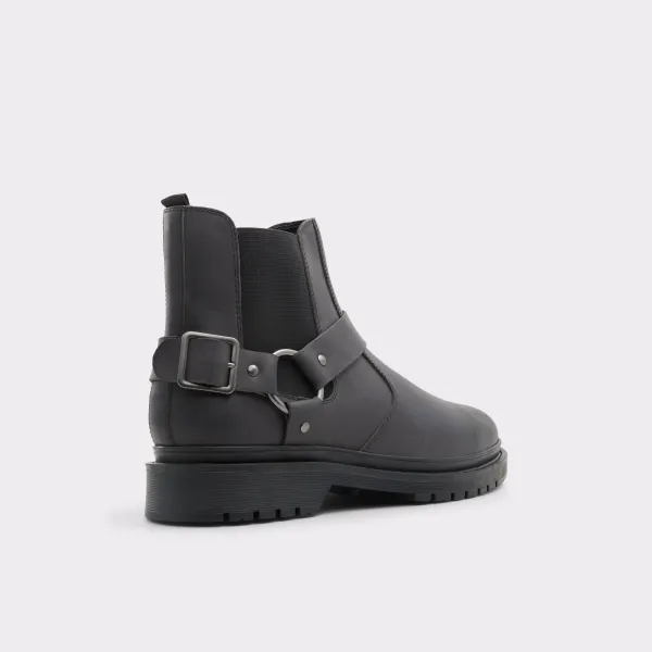 Black Low-Top Men's Motorcycle Ankle Boot