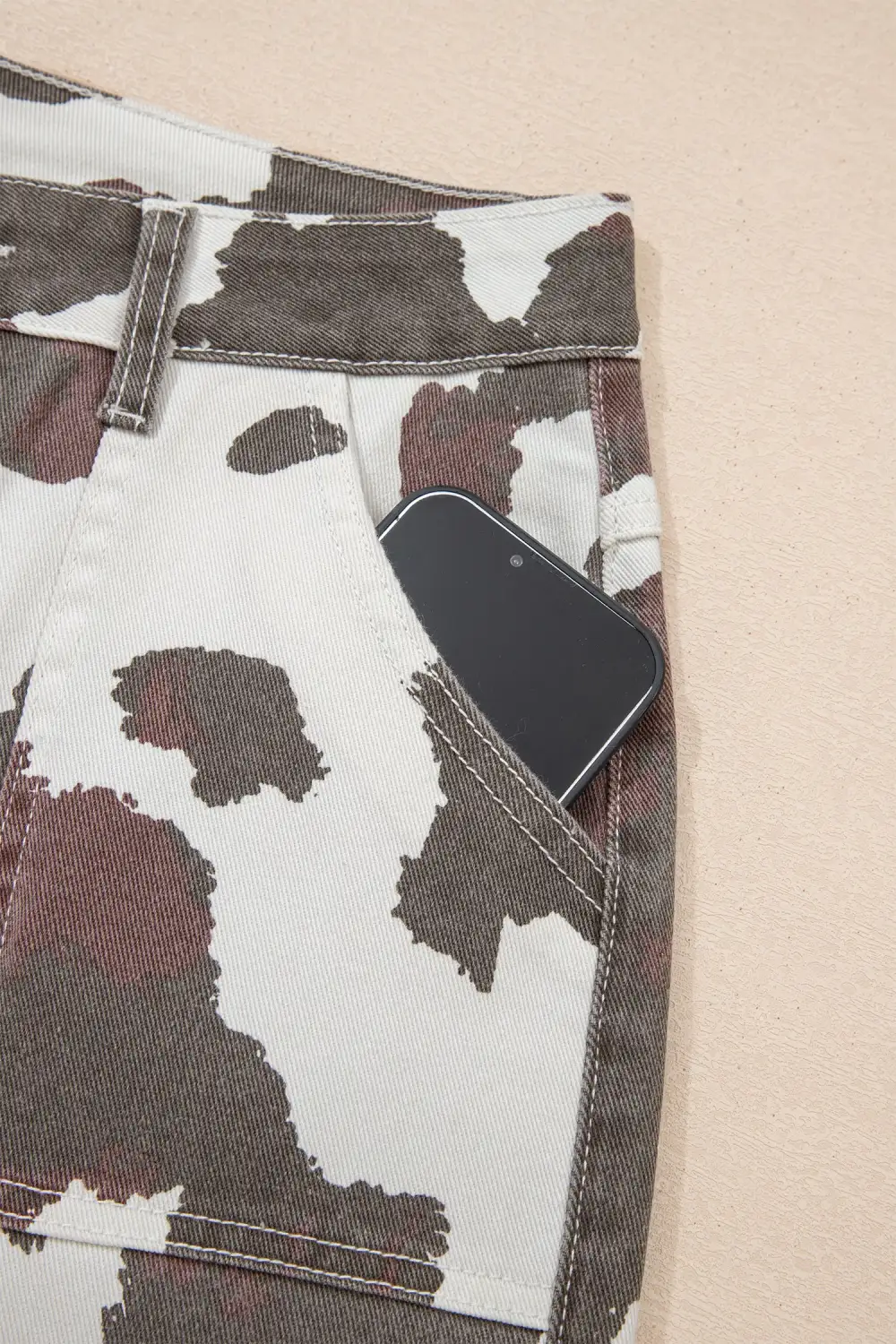 Cow Spots Printed Multi Pocketed Jeans