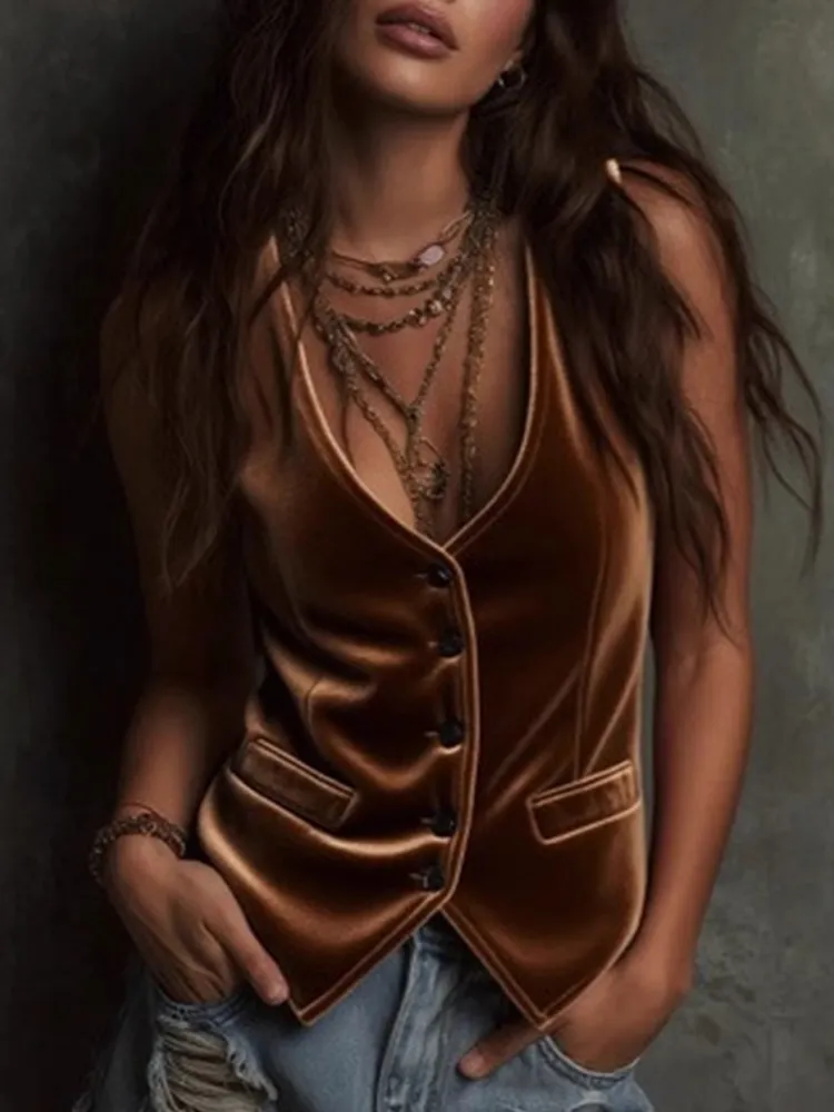 Tank Top Sexy Button-Up Tank Top