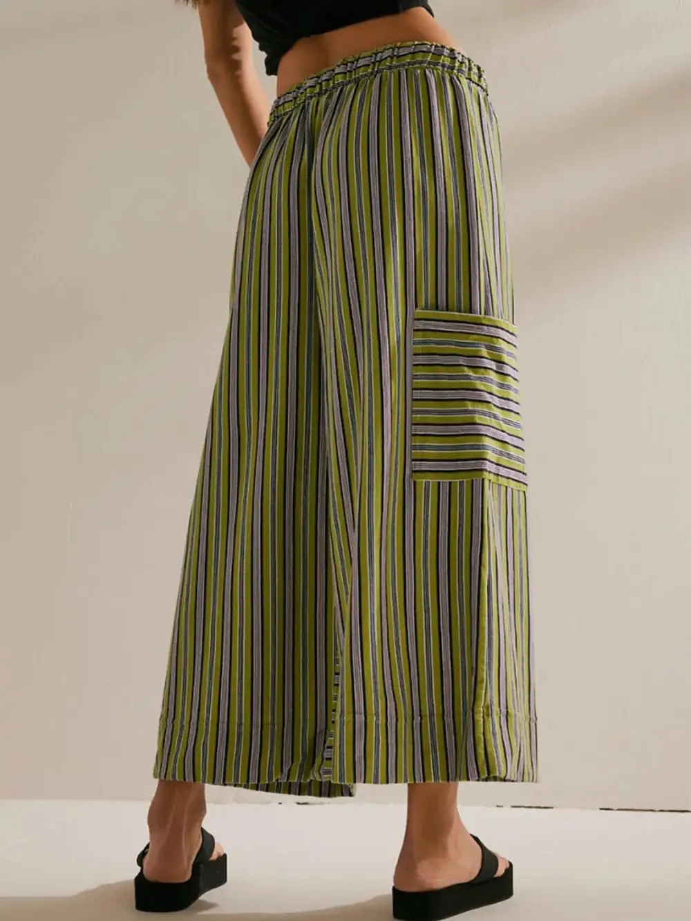Contrast Striped Wide Leg Pants