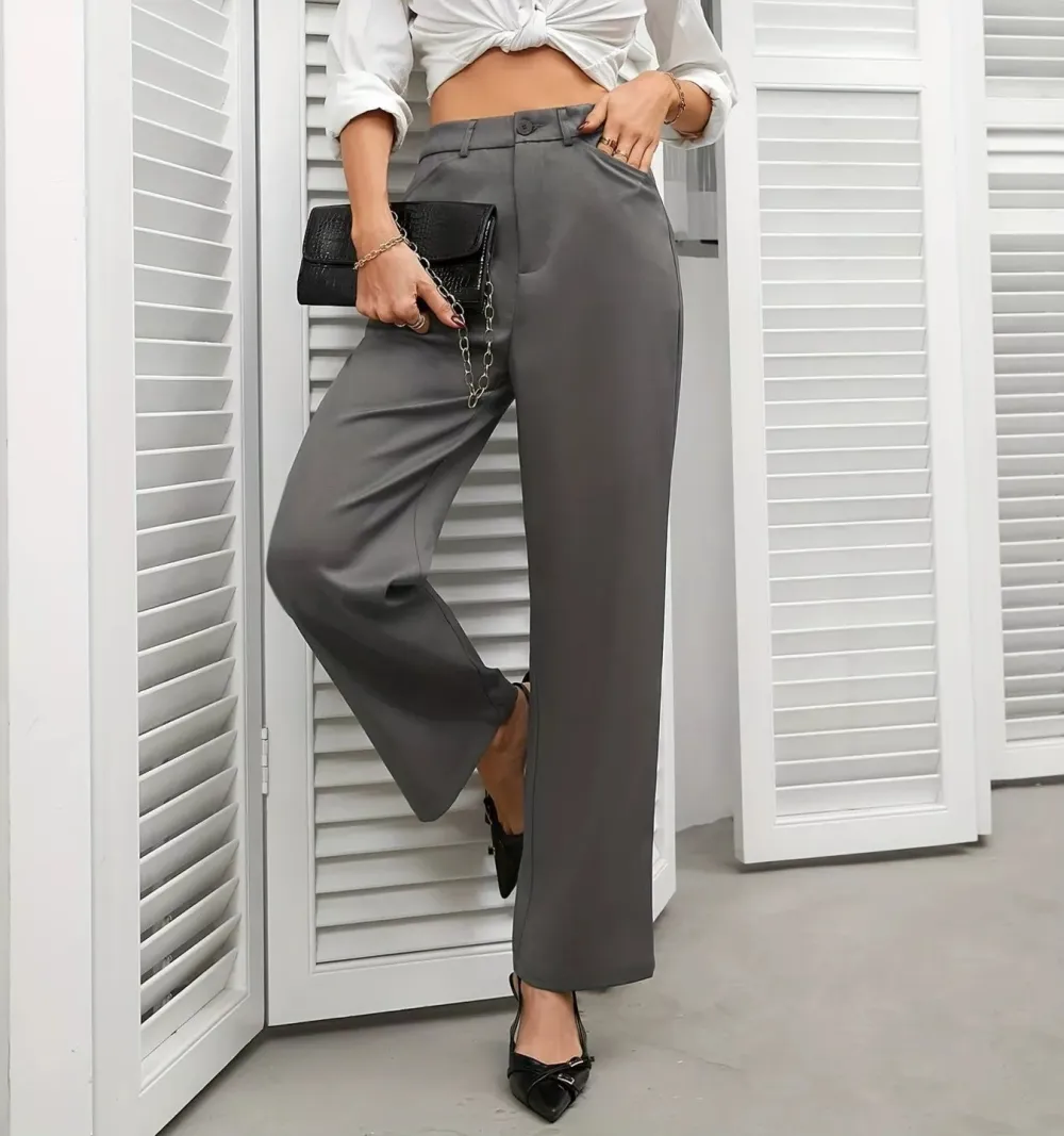 Polished High Waist Wide Leg Pants