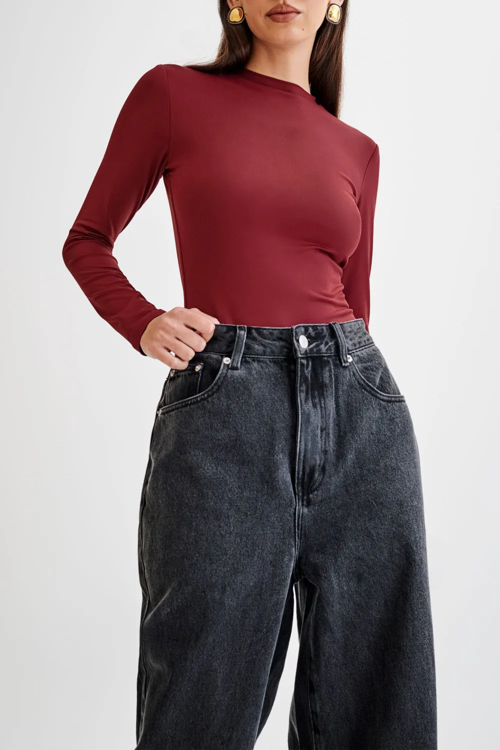 Recycled Nylon Long Sleeve Crew Neck Bodysuit