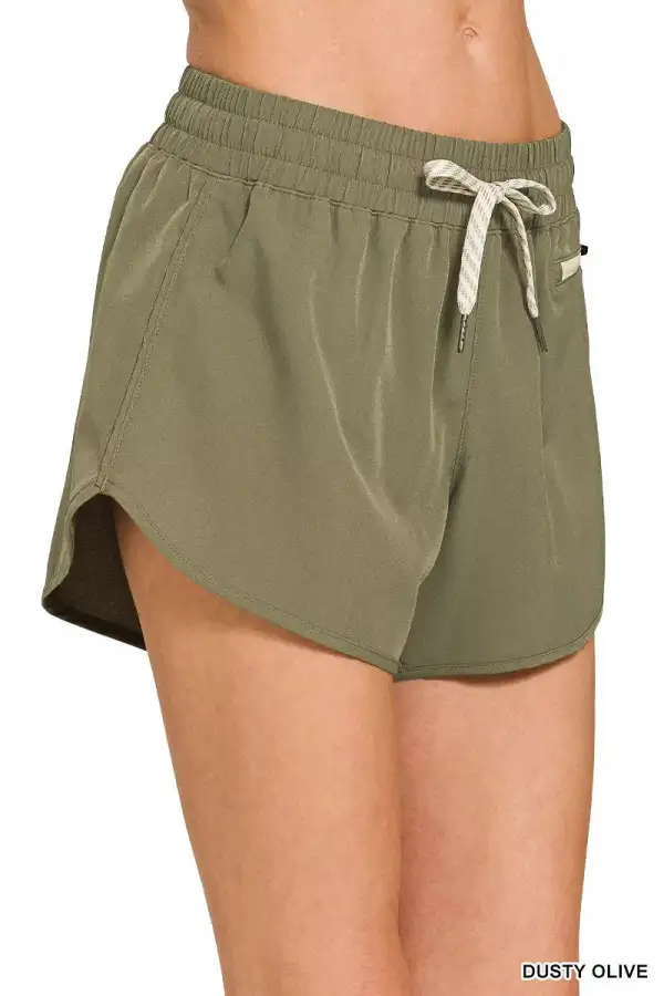 Soft Woven Lined Shorts With Zip Coin Pocket