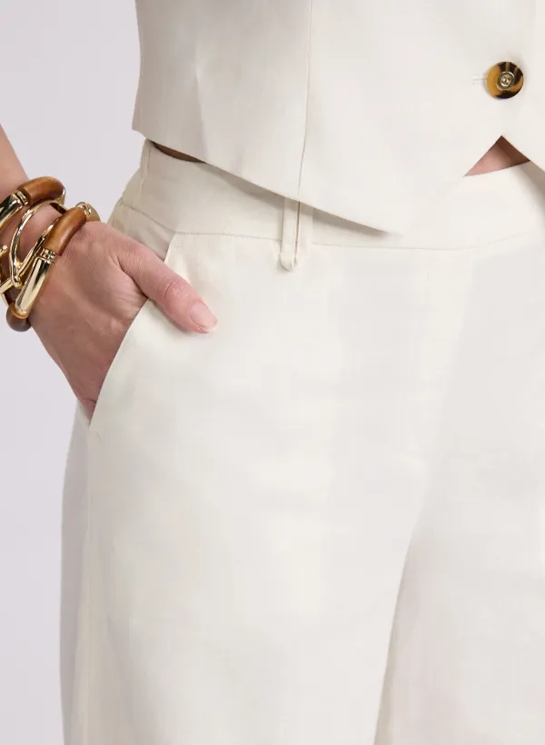 Solid Color Buttoned Pants