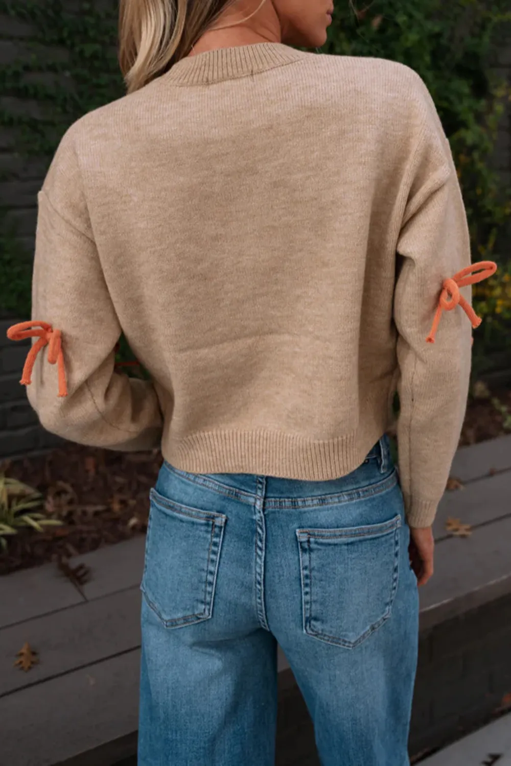 Bow Decorate Cropped Sweater