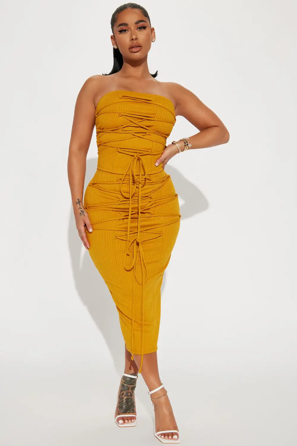 Mayra Midi Skirt Set  - Mustard