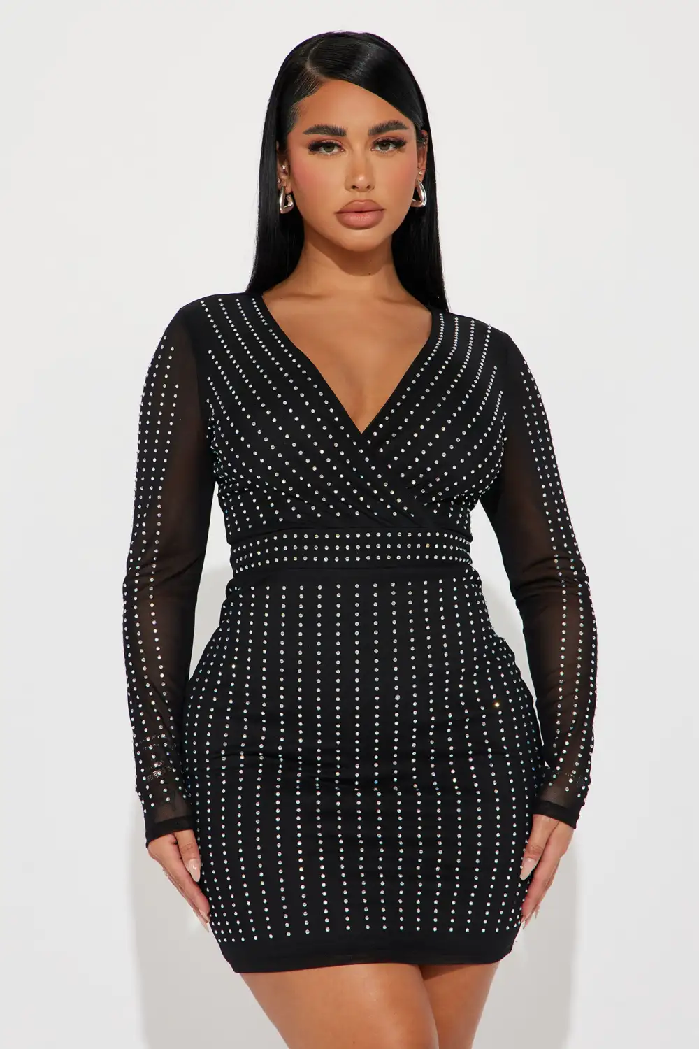 Kinsley Embellished Mini Dress - Black