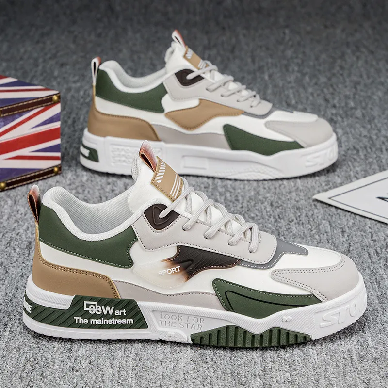 Men's Color-Block PVC Sneakers Fall New Breathable Casual Shoes Lightweight Versatile Comfortable Retro Agam Shoes