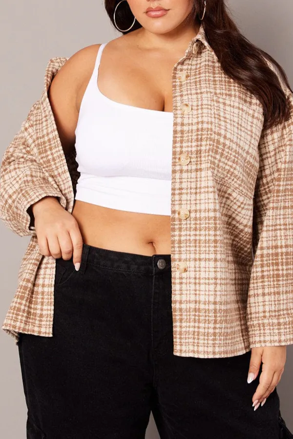 Beige Casual Plaid Blazer