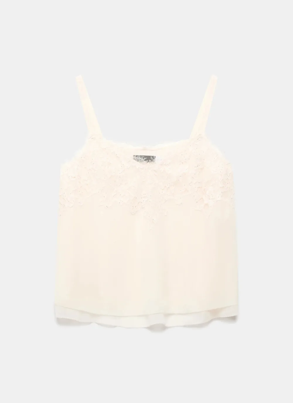 Casual Style Cream Lace Trim Camisole Top