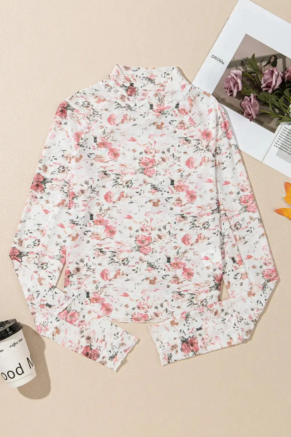 Floral Mesh Long Sleeve Blouse